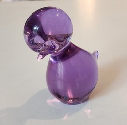 Vintage Sweden ~ Konstglas Of Ronneby Neodymium Purple Glass Duck Bird 4'