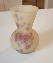 Small Hand Blown Art Glass Frosted Bulbous Vase ~ 5'