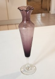 Vintage 1940s Amethyst  ~ Purple Glass Bud Vase ~ 10'