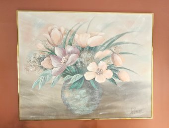 Pink Floral Painting- Signed Lee Reynolds