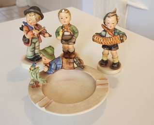 4pc Misc Lot Of 3 Vintage Hummel Figurines ~ W/ Ashtray ~ All Damaged ~ TMK2 & TMK3