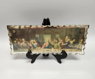 Vintage Da Vinci 'The Last Supper' Scalloped Mirror Wall Plaque