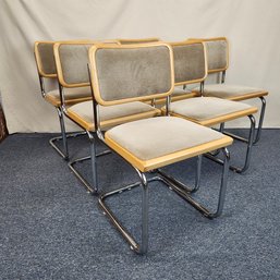 Set Of Six Cesca Chairs Marcel Breuer Upholstered