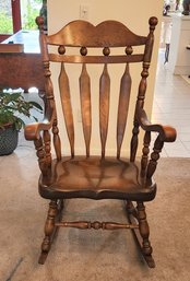 Large 1970s Dark Colored Cherry & Pine Stenciled Hitchcock Styled Rocking Chair Rocker, 1970s