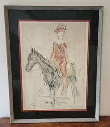 Early Picasso Lithograph Framed Print ''Clown A Cheval'