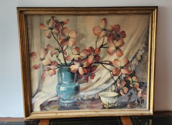 Framed Offset Floral Lithograph By Cecil Golding, 1950s