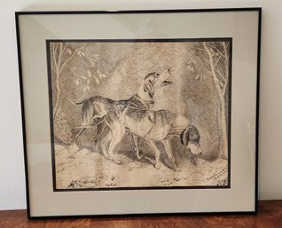 Very Nice Vintage 1930s Etching Print Of Dogs ~ Michael Sewanitch November 30, 33