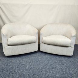 Great Vintage Pair Swivel Club Chairs