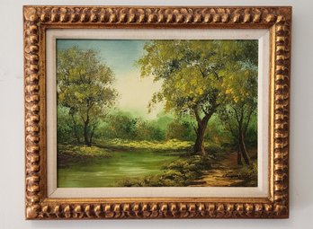 Signed And Framed Original Oil On Canvas Landscape Painting