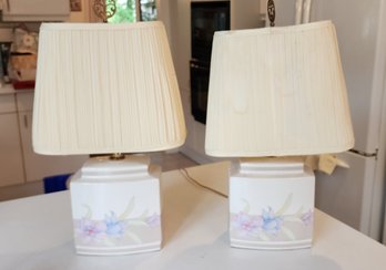 Pair Hand Painted And Artists Signed Porcelain Table Lamps ~ Muney Friss