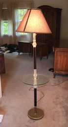 Contemporary 1980s Brass ~ Glass & Black Table Floor Lamp