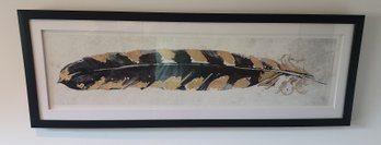 Large Signed Foil Gold Highlighted Feather Artwork ~ S. Designs Limited Edition