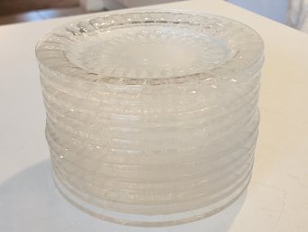 Set Of 12 Val St Lambert Gut Glass Dessert  Cake Plates, 1960s