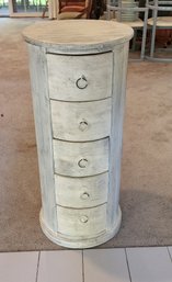 Recent White Washed Painted Circular Pedestal With Drawers