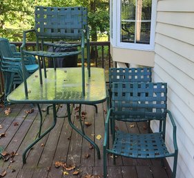 Outdoor Patio Glass Top Table & 4 Chairs