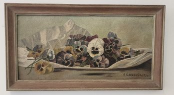 Antique Oil On Textured Board Still Life Painting ~ A.E. Mackie 1930