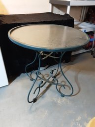 Circular Glass Top Iron Patio Table