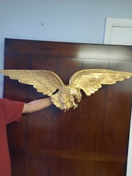 SUBSTANTIAL Vintage Figural AMERICAN EAGLE Metal Wall Plaque- 41' Long- NO SHIPPING