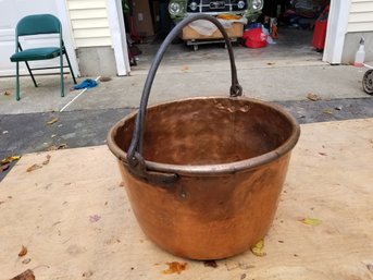 Antique Copper Large Cauldron 24 X 16