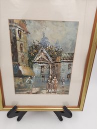 Vintage Mid-Century BURRET French Impasto Oil Painting- Cityscape With Architecture- NO SHIPPING