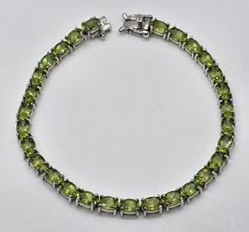 Premium Peridot Tennis Bracelet In Platinum Over Sterling