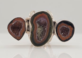 Sajen Silver Mexican Geode Ring In Sterling