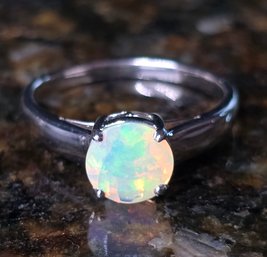 Ethiopian Welo Opal, Rhodium Over Sterling Ring