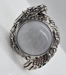 Bali, Natural Jade Dragon Ring In Sterling