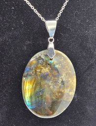 Labradorite Pendant Necklace In Stainless