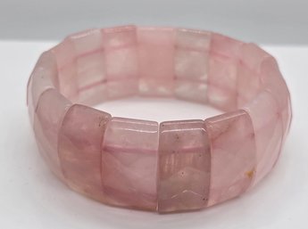 Rose Quartz Block Stretch Bracelet