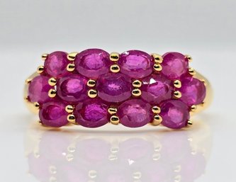 Beautiful Ruby Ring In Yellow Gold Over Sterling