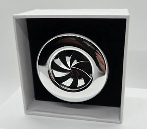 Elegant Silver, Jade Sponge And Black Rotating Lifting Jewelry Box