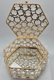 Gold Color Hexagon Crystal Jewelry Box