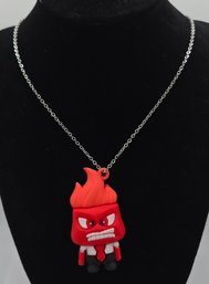 Anger Character Pendant Necklace With Stainless Steel Chain