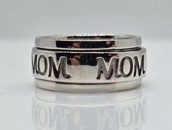 Size 7 Mom Spinner Ring In Sterling Silver