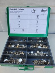 Au Vu Co Green Metal Storage Sorting Case #6062 Nickel Plated Lug Buttons