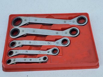 Set Of Blue Point & SK SAE Offset Wrenches In Storage Tray