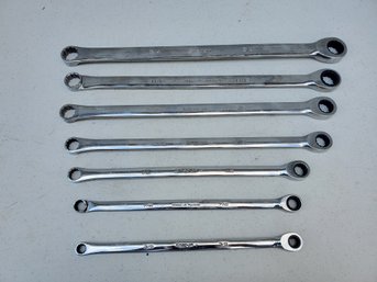 Set Of Seven SNAP ON Chrome 12 Pt SAE Flank Drive Offset Wrenches