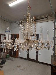 Elegant Vintage Crystal Chandelier With Brass Arms/Trim- NO SHIPPING