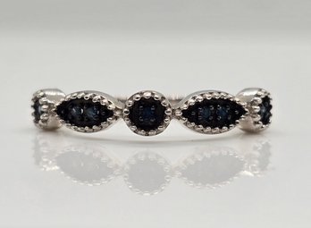 Blue Diamond Ring In Sterling