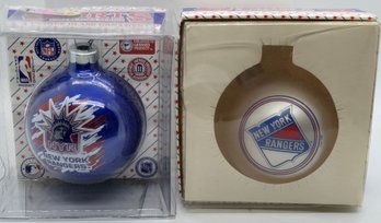 Pair Of Vintage New York Rangers Christmas Ornaments