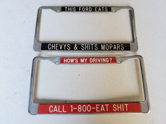 Two Vintage Novelty License Plate Holders