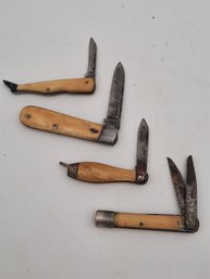 Lot Of 4 Antique Pen Knifes With Bone Scales