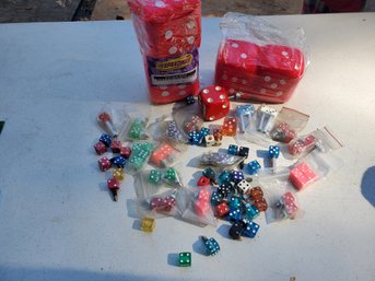 Lot Of Auto Dice - Three Fuzzy Dice, Steering Wheel Handle, Valve Stem Caps, Door Lock Knobs & More (lot 2)