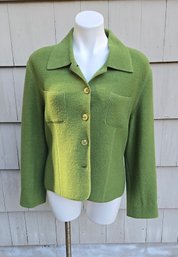 Herman Geist Wool Knit Blazer In Moss Green