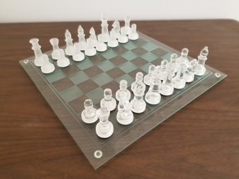 Glass Chess Set Glass Board With Frosted & Clear Pieces