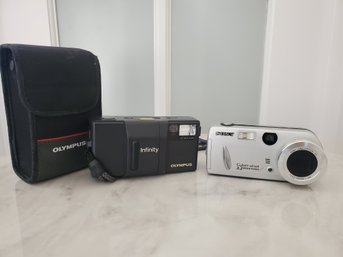 Two Vintage 35mm Film & Digital Cameras - Sony & Olympus