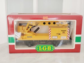 LGB Lehmann Gross Bahn 4042 Matra Yellow Construction Crane  G Scale Train Car In Original Box