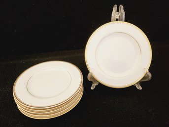 Six Brentwood Essence Fine China - Ivory W/gold Trim 6 3/8' Dessert  Salad Plates