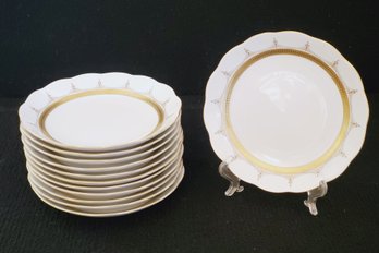 Vintage Vohenstrauss Johann Seltmann Bavaria Soup Bowls Ivory W/gold Leaf & Blue Accents